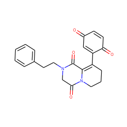 O=C1C=CC(=O)C(C2=C3C(=O)N(CCc4ccccc4)CC(=O)N3CCC2)=C1 ZINC000000653357