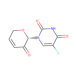 O=C1C=CCO[C@@H]1n1cc(F)c(=O)[nH]c1=O ZINC000071329640