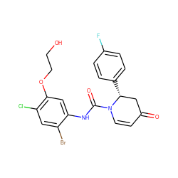 O=C1C=CN(C(=O)Nc2cc(OCCO)c(Cl)cc2Br)[C@H](c2ccc(F)cc2)C1 ZINC000115234966