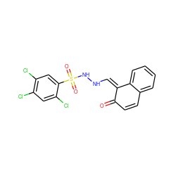 O=C1C=Cc2ccccc2/C1=C/NNS(=O)(=O)c1cc(Cl)c(Cl)cc1Cl ZINC000101844437