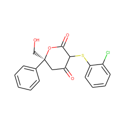 O=C1C[C@@](CO)(c2ccccc2)OC(=O)C1Sc1ccccc1Cl ZINC000299821726