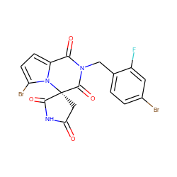 O=C1C[C@@]2(C(=O)N1)C(=O)N(Cc1ccc(Br)cc1F)C(=O)c1ccc(Br)n12 ZINC000013781479