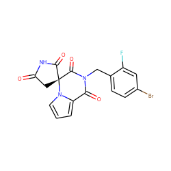 O=C1C[C@@]2(C(=O)N1)C(=O)N(Cc1ccc(Br)cc1F)C(=O)c1cccn12 ZINC000000598422