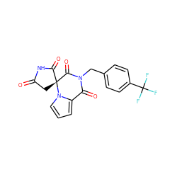 O=C1C[C@@]2(C(=O)N1)C(=O)N(Cc1ccc(C(F)(F)F)cc1)C(=O)c1cccn12 ZINC000013781459