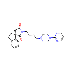 O=C1C[C@@]2(CCc3ccccc32)C(=O)N1CCCCN1CCN(c2ncccn2)CC1 ZINC000029247186