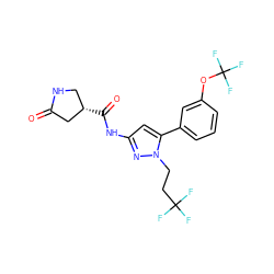 O=C1C[C@@H](C(=O)Nc2cc(-c3cccc(OC(F)(F)F)c3)n(CCC(F)(F)F)n2)CN1 ZINC000169707131