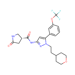 O=C1C[C@@H](C(=O)Nc2cc(-c3cccc(OC(F)(F)F)c3)n(CCC3CCOCC3)n2)CN1 ZINC000169707140