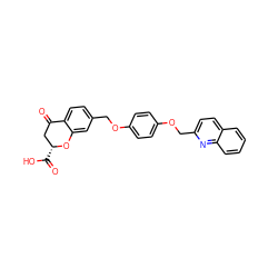 O=C1C[C@@H](C(=O)O)Oc2cc(COc3ccc(OCc4ccc5ccccc5n4)cc3)ccc21 ZINC000029416705