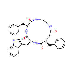 O=C1C[C@@H](C[C@H]2C=CC=CC2)C(=O)N[C@@H](Cc2c[nH]c3ccccc23)C(=O)N[C@@H](Cc2ccccc2)C(=O)NCCN1 ZINC000027091499