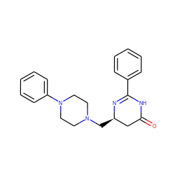 O=C1C[C@@H](CN2CCN(c3ccccc3)CC2)N=C(c2ccccc2)N1 ZINC000022927172