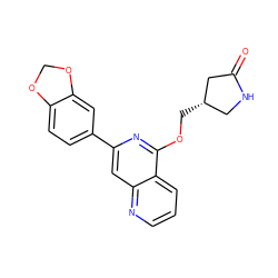 O=C1C[C@@H](COc2nc(-c3ccc4c(c3)OCO4)cc3ncccc23)CN1 ZINC000141911463