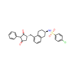 O=C1C[C@@H](Cc2cccc3c2CC[C@@H](NS(=O)(=O)c2ccc(Cl)cc2)C3)C(=O)C1c1ccccc1 ZINC000299819754