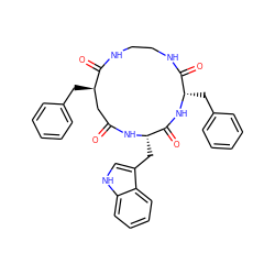 O=C1C[C@@H](Cc2ccccc2)C(=O)NCCNC(=O)[C@H](Cc2ccccc2)NC(=O)[C@H](Cc2c[nH]c3ccccc23)N1 ZINC000027086779