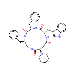 O=C1C[C@@H](N2CCCCC2)C(=O)NC[C@@H](Cc2ccccc2)NC(=O)[C@H](Cc2ccccc2)NC(=O)[C@H](Cc2c[nH]c3ccccc23)N1 ZINC000028638943