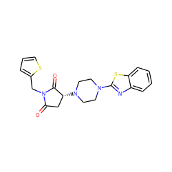 O=C1C[C@@H](N2CCN(c3nc4ccccc4s3)CC2)C(=O)N1Cc1cccs1 ZINC000018271510