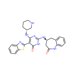 O=C1C[C@@H](Nc2nc(N[C@@H]3CCCNC3)c(-c3nc4ccccc4s3)c(=O)[nH]2)Cc2ccccc2N1 ZINC001772579591