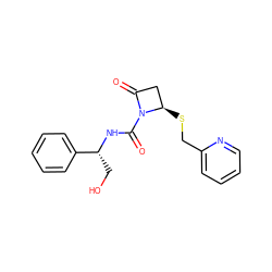 O=C1C[C@@H](SCc2ccccn2)N1C(=O)N[C@H](CO)c1ccccc1 ZINC000005939171