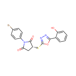 O=C1C[C@@H](Sc2nnc(-c3ccccc3O)o2)C(=O)N1c1ccc(Br)cc1 ZINC000002700534