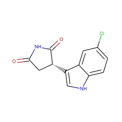 O=C1C[C@@H](c2c[nH]c3ccc(Cl)cc23)C(=O)N1 ZINC000149132035