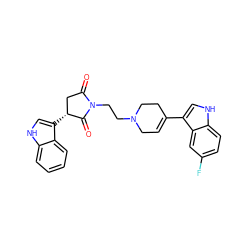 O=C1C[C@@H](c2c[nH]c3ccccc23)C(=O)N1CCN1CC=C(c2c[nH]c3ccc(F)cc23)CC1 ZINC000096909817