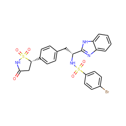 O=C1C[C@@H](c2ccc(C[C@@H](NS(=O)(=O)c3ccc(Br)cc3)c3nc4ccccc4[nH]3)cc2)S(=O)(=O)N1 ZINC000036088659