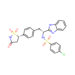 O=C1C[C@@H](c2ccc(C[C@@H](NS(=O)(=O)c3ccc(Cl)cc3)c3nc4ccccc4[nH]3)cc2)S(=O)(=O)N1 ZINC000036088752