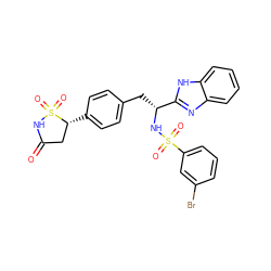 O=C1C[C@@H](c2ccc(C[C@@H](NS(=O)(=O)c3cccc(Br)c3)c3nc4ccccc4[nH]3)cc2)S(=O)(=O)N1 ZINC000036088808