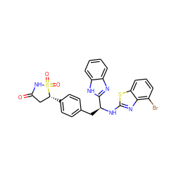 O=C1C[C@@H](c2ccc(C[C@H](Nc3nc4c(Br)cccc4s3)c3nc4ccccc4[nH]3)cc2)S(=O)(=O)N1 ZINC000014952817