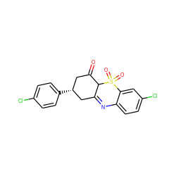 O=C1C[C@@H](c2ccc(Cl)cc2)CC2=Nc3ccc(Cl)cc3S(=O)(=O)C12 ZINC000100796288