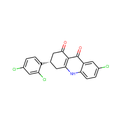 O=C1C[C@@H](c2ccc(Cl)cc2Cl)Cc2[nH]c3ccc(Cl)cc3c(=O)c21 ZINC000027090312