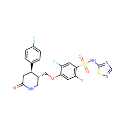 O=C1C[C@@H](c2ccc(F)cc2)[C@H](COc2cc(F)c(S(=O)(=O)Nc3ncns3)cc2F)CN1 ZINC000220551921