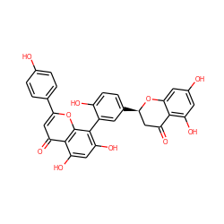 O=C1C[C@@H](c2ccc(O)c(-c3c(O)cc(O)c4c(=O)cc(-c5ccc(O)cc5)oc34)c2)Oc2cc(O)cc(O)c21 ZINC000043552589