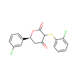 O=C1C[C@@H](c2cccc(Cl)c2)OC(=O)C1Sc1ccccc1Cl ZINC000299829062