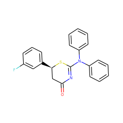 O=C1C[C@@H](c2cccc(F)c2)SC(N(c2ccccc2)c2ccccc2)=N1 ZINC000001058169