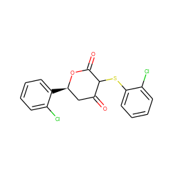 O=C1C[C@@H](c2ccccc2Cl)OC(=O)C1Sc1ccccc1Cl ZINC000299834263