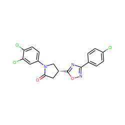 O=C1C[C@@H](c2nc(-c3ccc(Cl)cc3)no2)CN1c1ccc(Cl)c(Cl)c1 ZINC000084688503