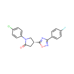 O=C1C[C@@H](c2nc(-c3ccc(F)cc3)no2)CN1c1ccc(Cl)cc1 ZINC000038919599