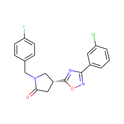 O=C1C[C@@H](c2nc(-c3cccc(Cl)c3)no2)CN1Cc1ccc(F)cc1 ZINC000044440678