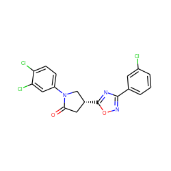 O=C1C[C@@H](c2nc(-c3cccc(Cl)c3)no2)CN1c1ccc(Cl)c(Cl)c1 ZINC000084712878