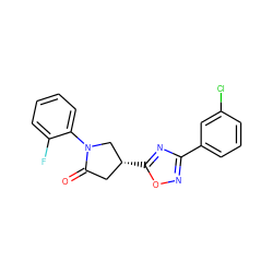 O=C1C[C@@H](c2nc(-c3cccc(Cl)c3)no2)CN1c1ccccc1F ZINC000038914892