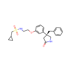 O=C1C[C@](Cc2ccccc2)(c2cccc(OCCNS(=O)(=O)CC3CC3)c2)CN1 ZINC000114247499