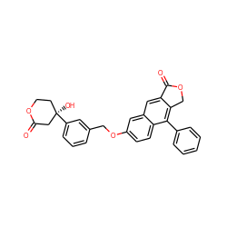 O=C1C[C@](O)(c2cccc(COc3ccc4c(-c5ccccc5)c5c(cc4c3)C(=O)OC5)c2)CCO1 ZINC000013759140