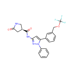 O=C1C[C@H](C(=O)Nc2cc(-c3cccc(COC(F)(F)F)c3)n(-c3ccccc3)n2)CN1 ZINC000169707319