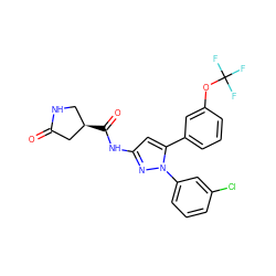 O=C1C[C@H](C(=O)Nc2cc(-c3cccc(OC(F)(F)F)c3)n(-c3cccc(Cl)c3)n2)CN1 ZINC000169707408