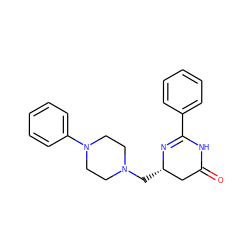 O=C1C[C@H](CN2CCN(c3ccccc3)CC2)N=C(c2ccccc2)N1 ZINC000022927176