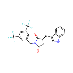 O=C1C[C@H](Cc2c[nH]c3ccccc23)C(=O)N1Cc1cc(C(F)(F)F)cc(C(F)(F)F)c1 ZINC000013740645