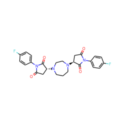 O=C1C[C@H](N2CCCN([C@@H]3CC(=O)N(c4ccc(F)cc4)C3=O)CC2)C(=O)N1c1ccc(F)cc1 ZINC000022920399