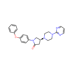 O=C1C[C@H](N2CCN(c3ncccn3)CC2)CN1c1ccc(Oc2ccccc2)cc1 ZINC000584630240