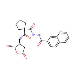 O=C1C[C@H](NC(=O)C2(C(=O)NNC(=O)c3ccc4ccccc4c3)CCCC2)[C@@H](O)O1 ZINC000036092971