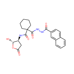 O=C1C[C@H](NC(=O)C2(C(=O)NNC(=O)c3ccc4ccccc4c3)CCCCC2)[C@@H](O)O1 ZINC000036092979